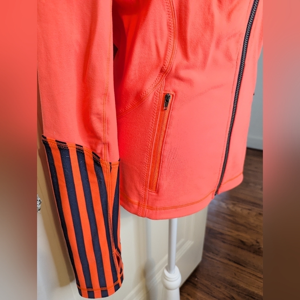 Lululemon Flare Orange Navy Inkwell Blue Stripe Jacket Full Zip. Women's 8 - Picture 3 of 8